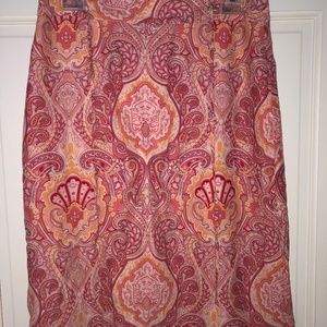 Banana Republic Paisley Midi Skirt Pink